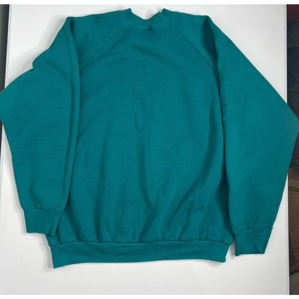 Vintage Fruit Of The Loom Crewneck Green USA Women’s Size Large Grannycore - Picture 8 of 8
